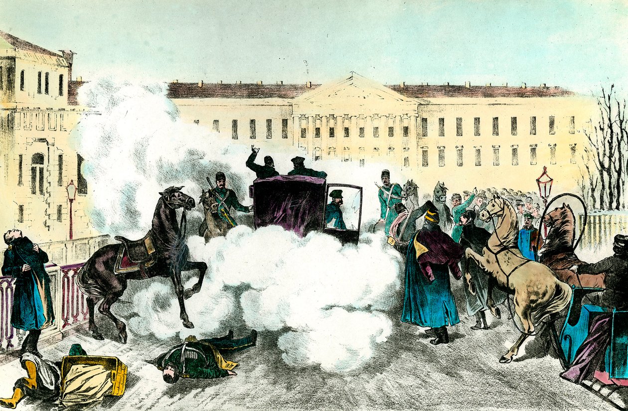 Tsarens angreb: Mordet på den russiske kejser Alexander II (1818-1881) i St. af Unknown artist