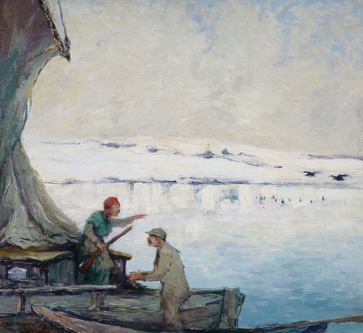 Alkefugle ved fjorden af Unknown Artist