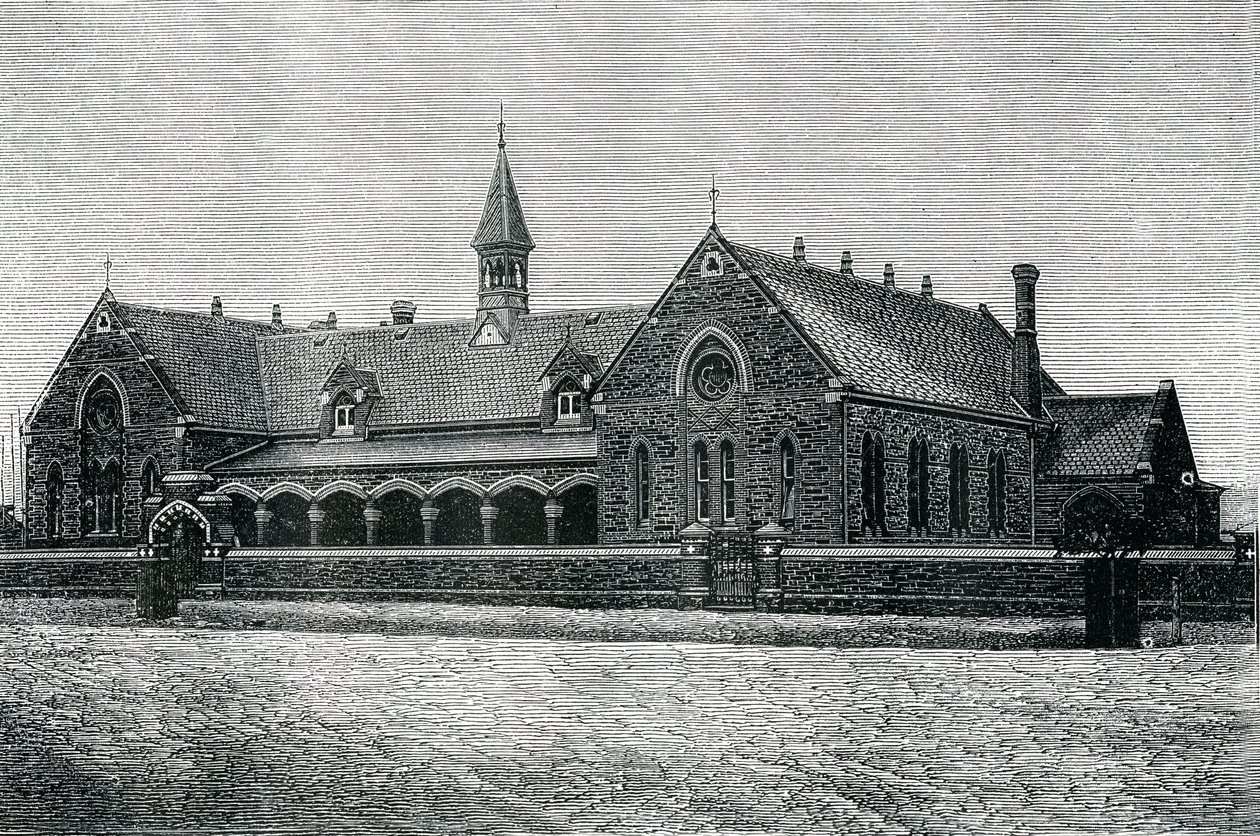 Australien: An Adelaide Public School, ca. 1885 (gravering) af Unknown artist