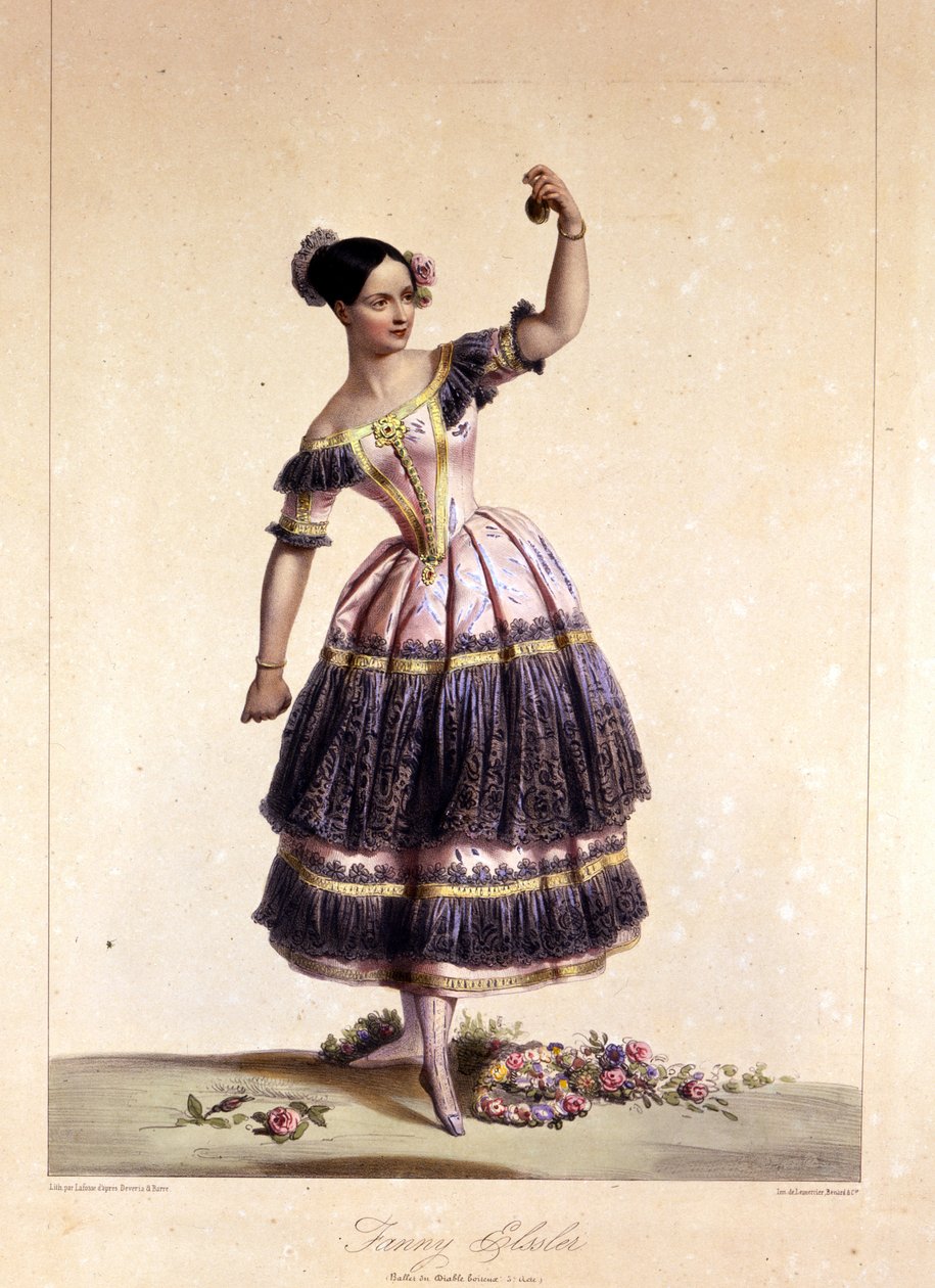 Den østrigske danserinde Fanny Elssler (1810-1884) i balletten "Den lamme djævel"" 02/06/1836 1800-talstryk af Unknown artist