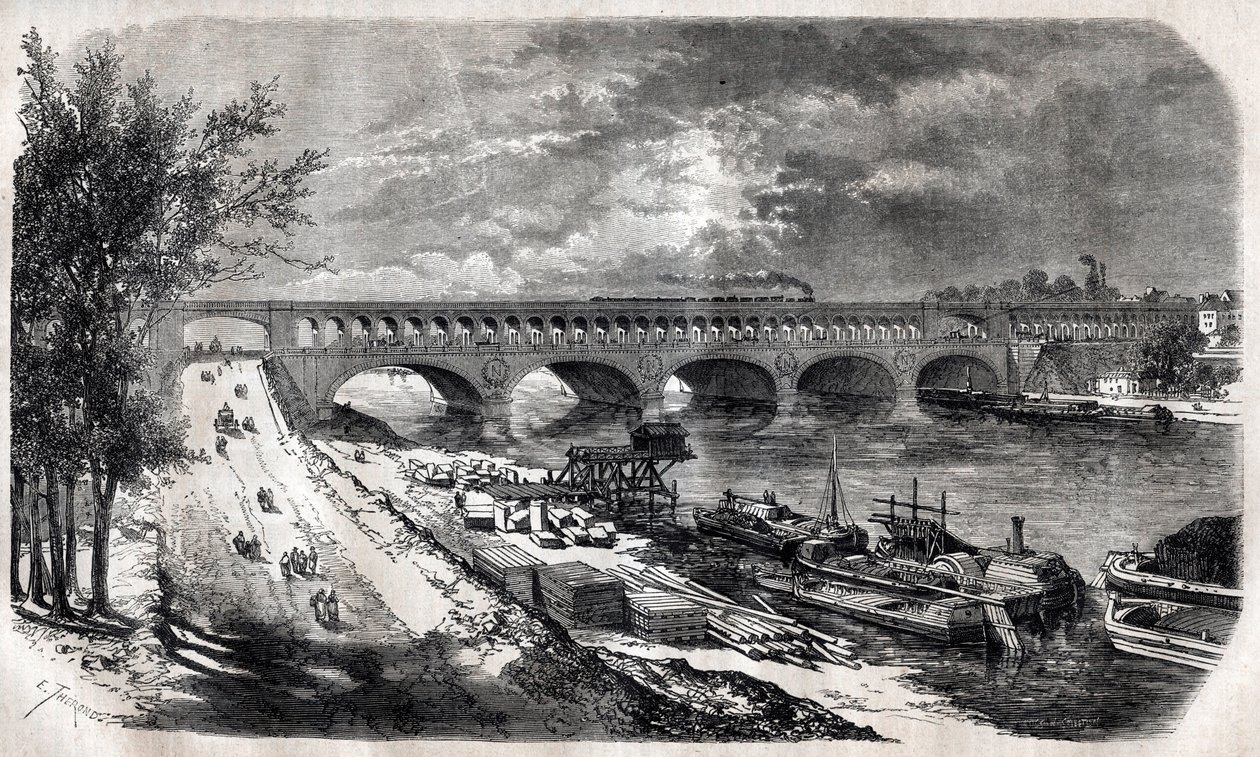 Auteuil Viaduct (Point du Jour Bridge) i 1867 af Unknown artist
