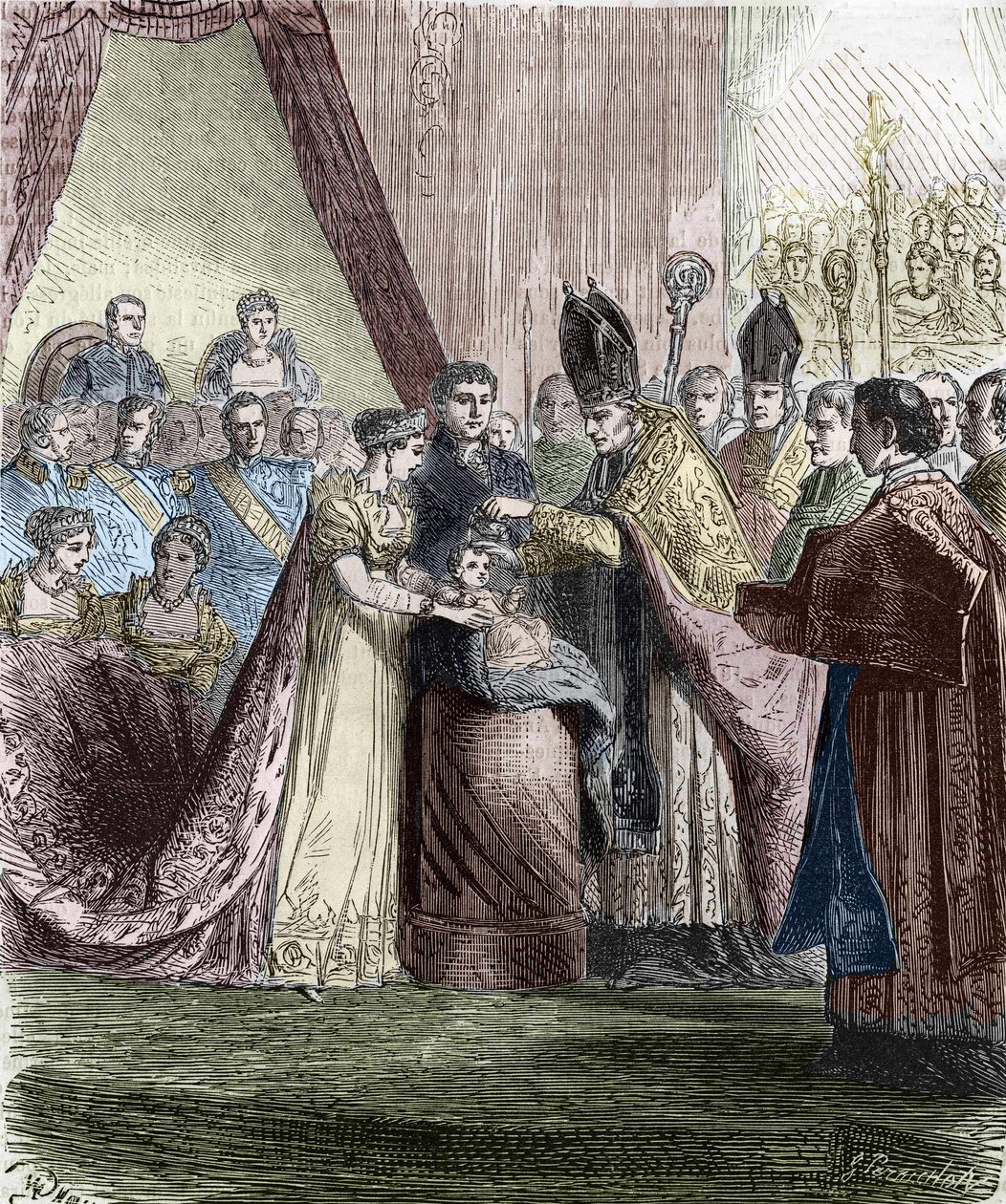 Dåb af Napoleon François Charles. (Napoleon II) Konge af Rom, søn af kejser Napoleon I (1769-1821), ved Notre-Dame de Paris, 9. juni 1811. af Unknown artist