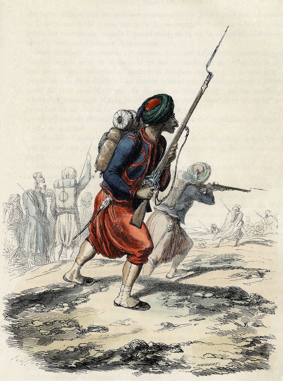 Bataljon af Zouaves fra den franske Armee, sammensat af indfødte, dannet af general Clausel i 1830 til ekspeditionen af Atlas til Algeriet, I "" L