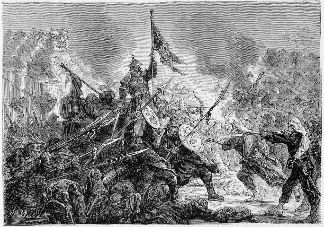 Slaget ved Palikao: nederlag af Manchu-hæren før den fransk-britiske ekspeditionsstyrke, 21/09/1860 - af Unknown artist