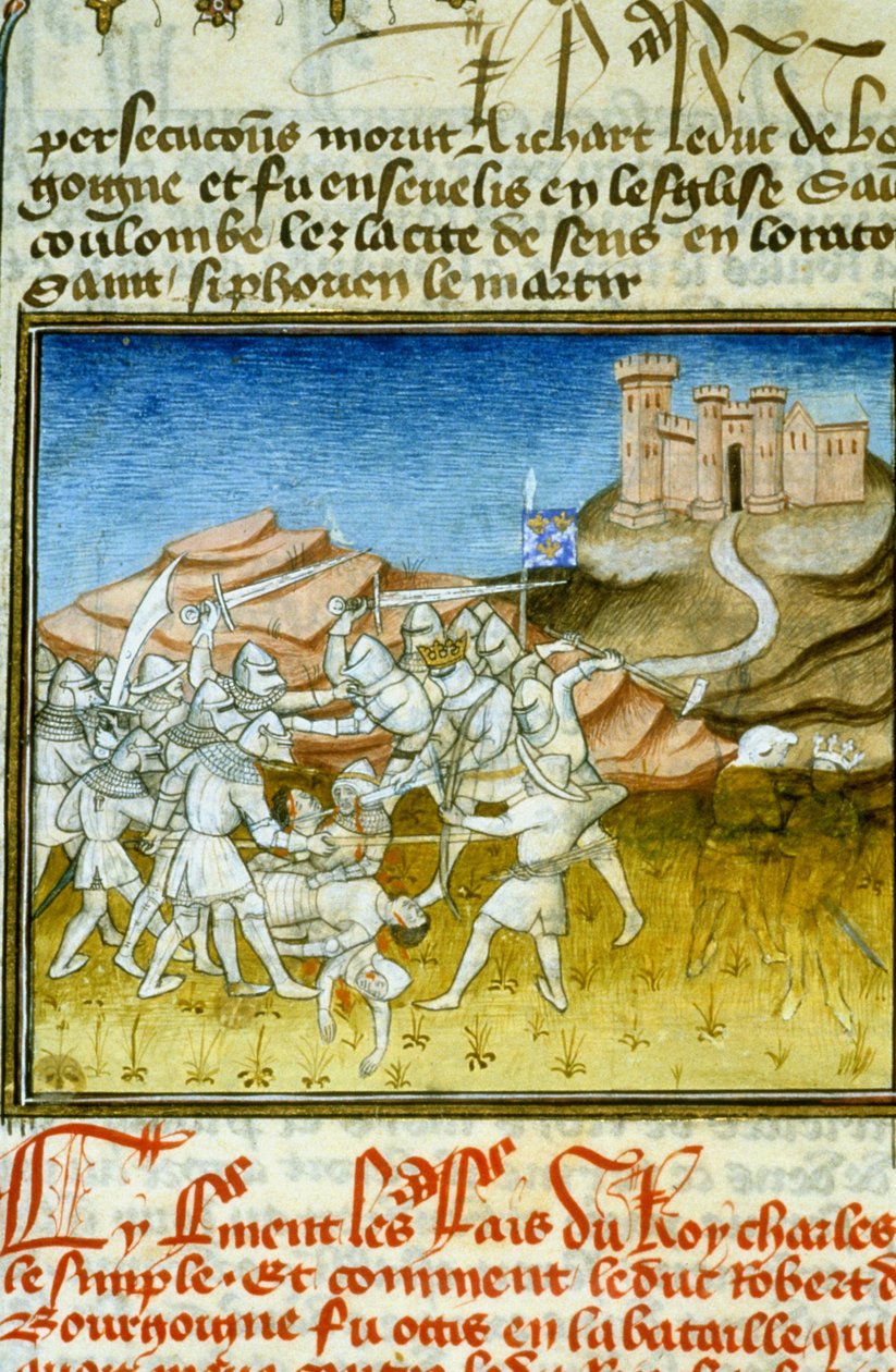 Slaget ved Soissons - middelalderens miniature (ref. 512 af Unknown artist