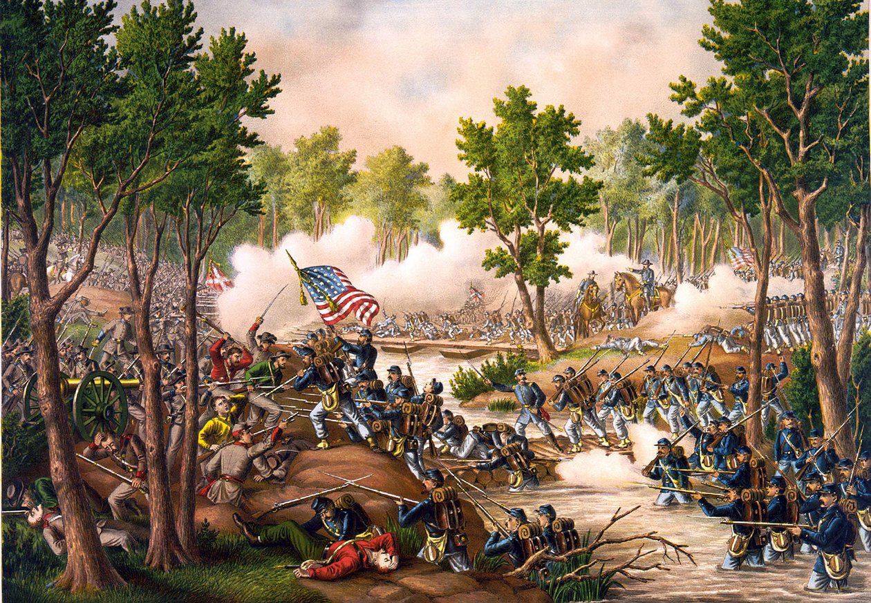 Slaget ved Spottsylvania mellem 8 og 18/05/1864. Stik v. 1888. af Unknown artist