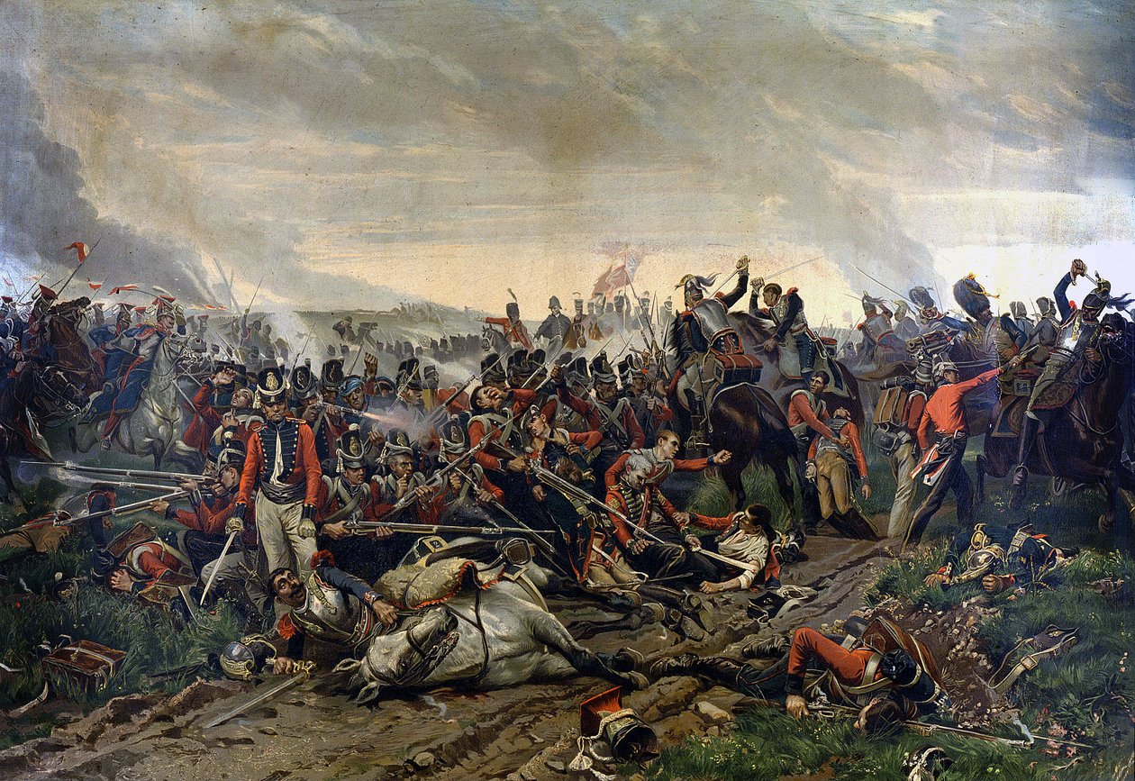 Slaget ved Waterloo den 18. juni af Unknown artist