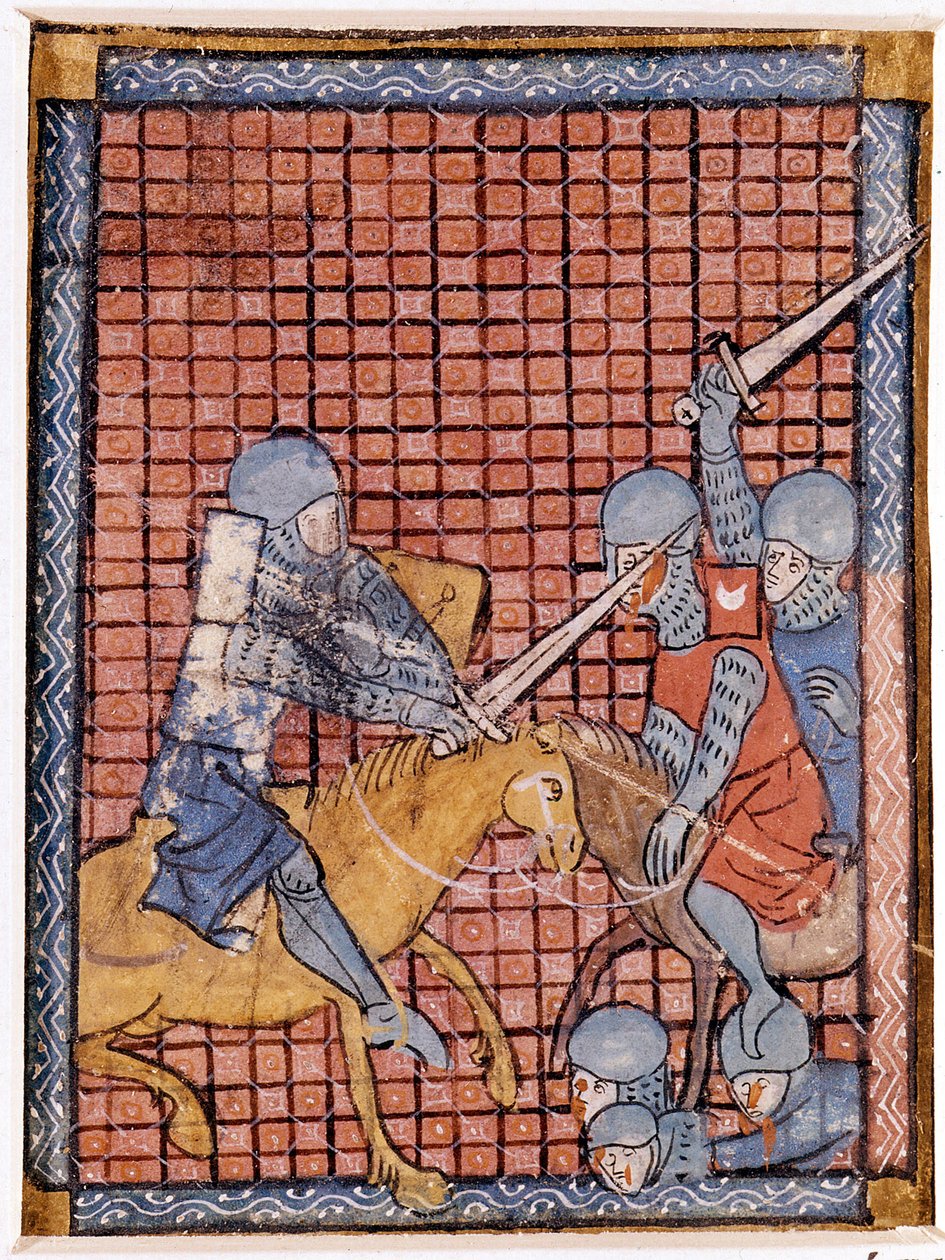 Slaget om riddere. fransk manuskript. Begyndelsen af det 14. århundrede. af Unknown artist