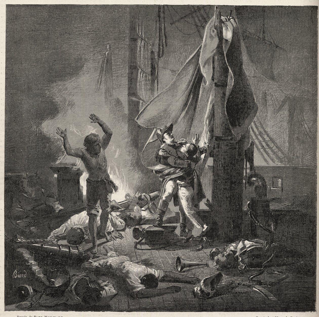 Slaget ved Nilen - Slaget ved Aboukir - Luces og Giocante de Casabiancas død (Luc-Julien-Joseph Casabianca af Unknown artist