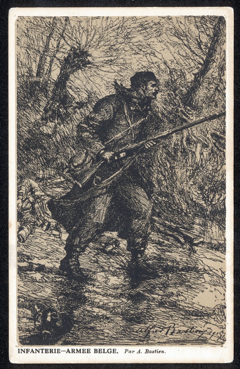 Belgien: Et belgisk postkort produceret under 1. verdenskrig og solgt for at samle penge ind til invaliderede belgiske soldater. af Unknown Artist