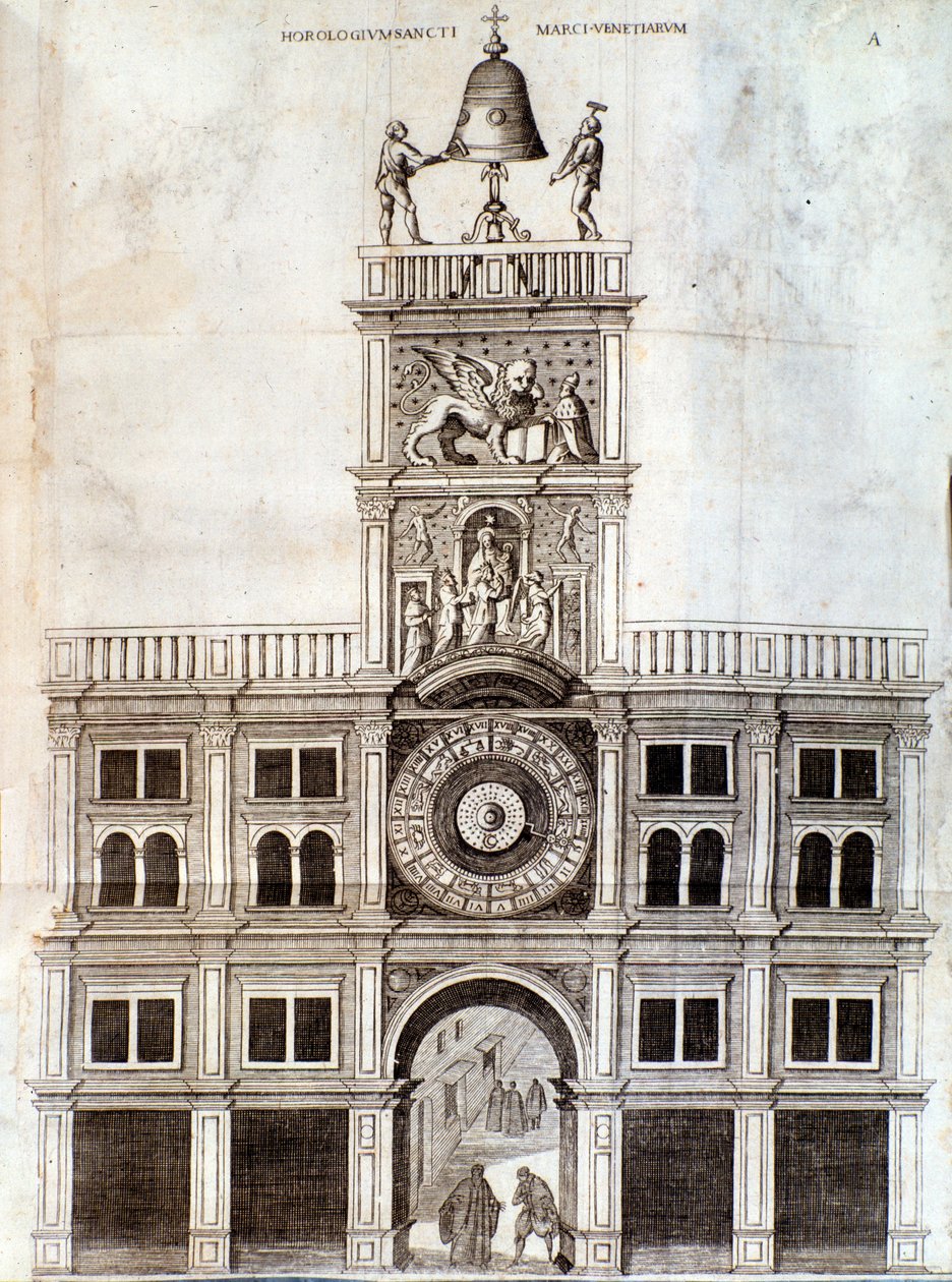 Klokketårnet i San Marco-kirken i Venedig. Side fra De campanis af Rocca af Unknown artist