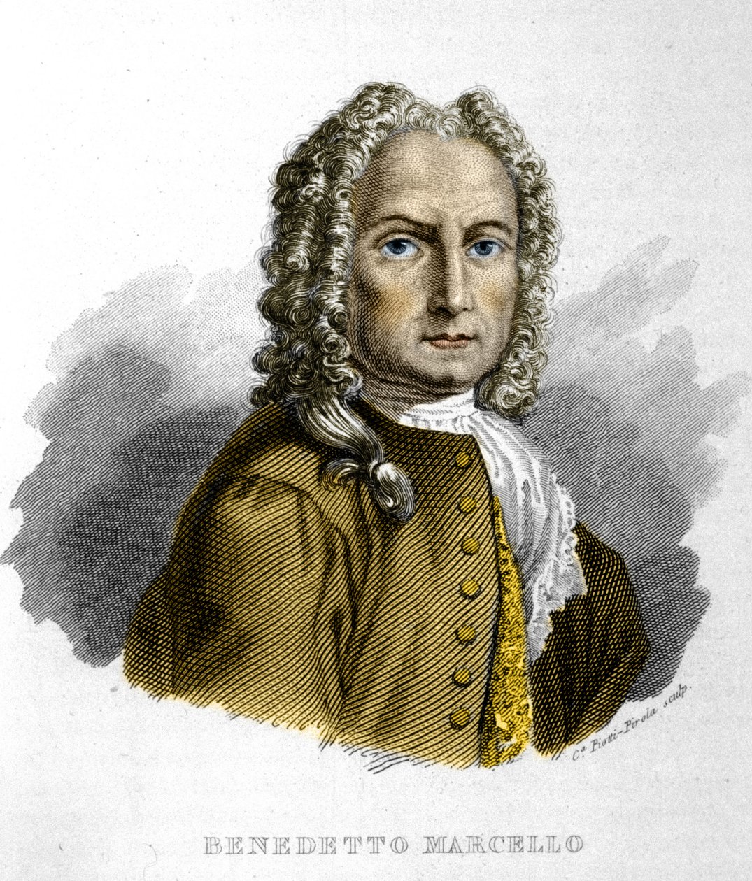 Benedetto Marcello (1686-1739) italiensk komponist. 1800-tals gravering Milano af Unknown artist