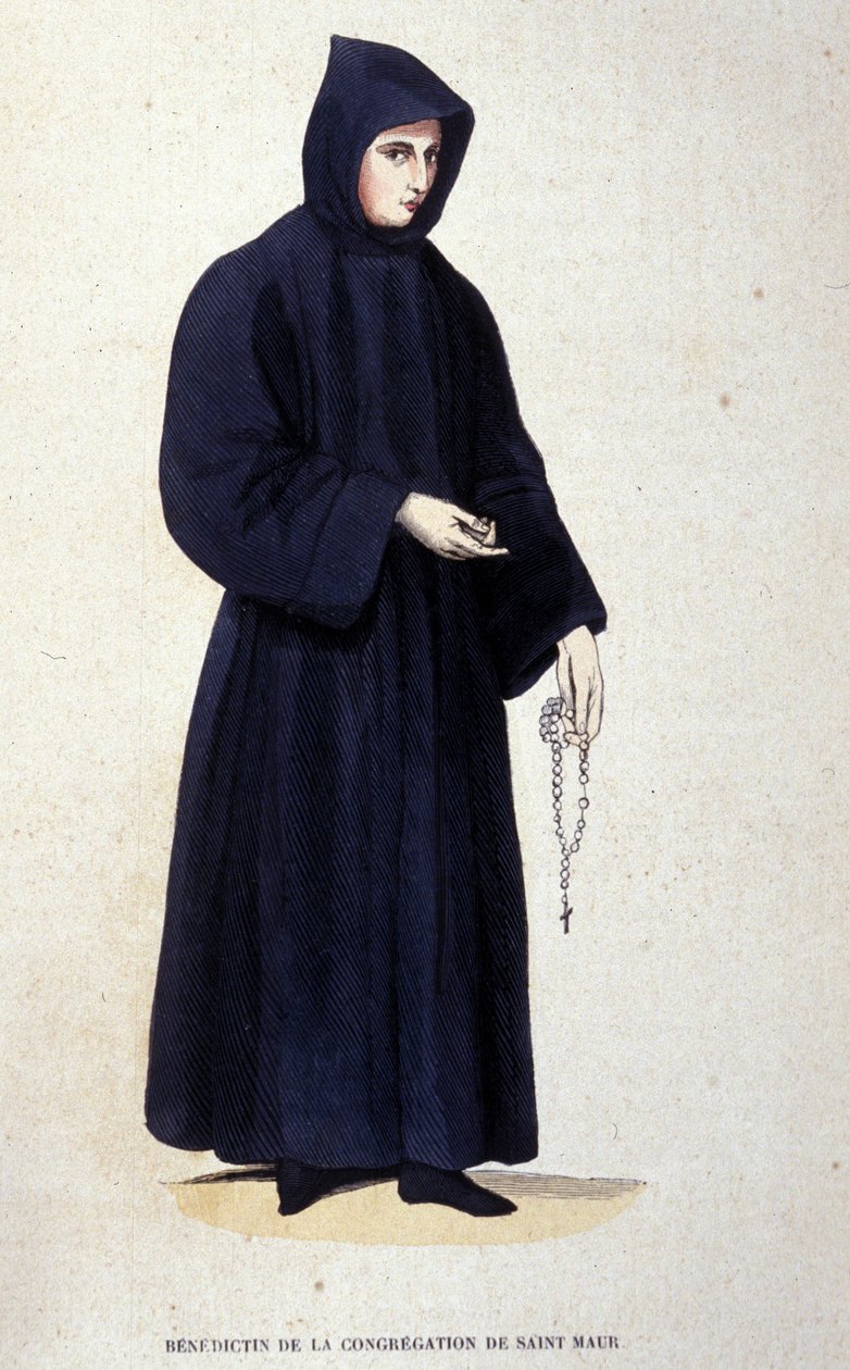 Benediktiner fra menigheden Saint Maur. Gravering fra et album om religiøse ordrer, Paris af Unknown artist