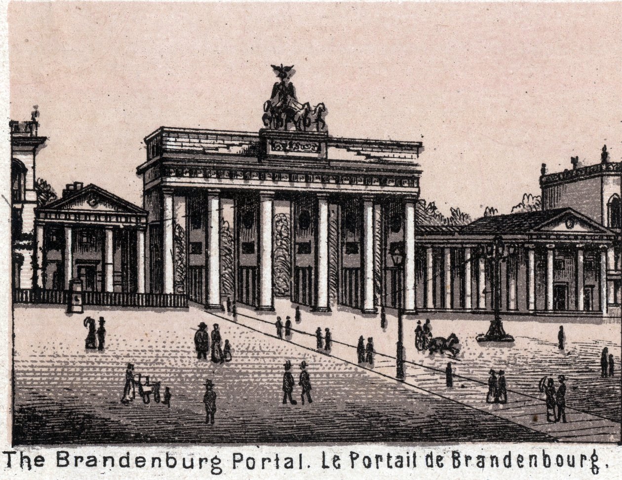 Berlin, Tyskland: udsigt over Brandenburg-portalen. i "" Verden illustrerer 168 visninger"" Udateret (slutningen af 1800-tallet) af Unknown artist