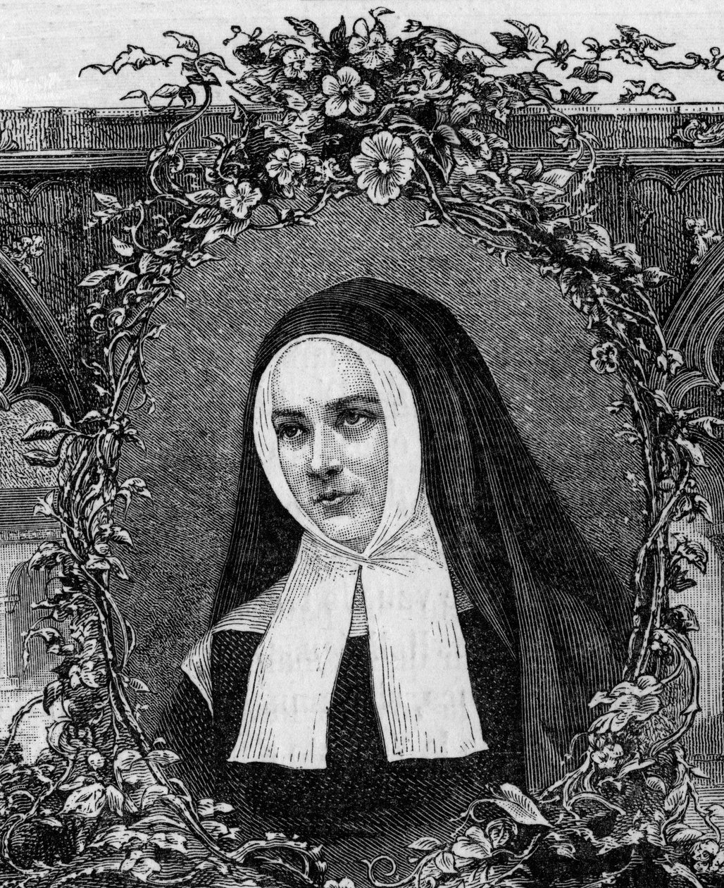 Bernadette Soubirous (1844-1879) i religiøs dragt. Indgraveret fra 1877. af Unknown artist
