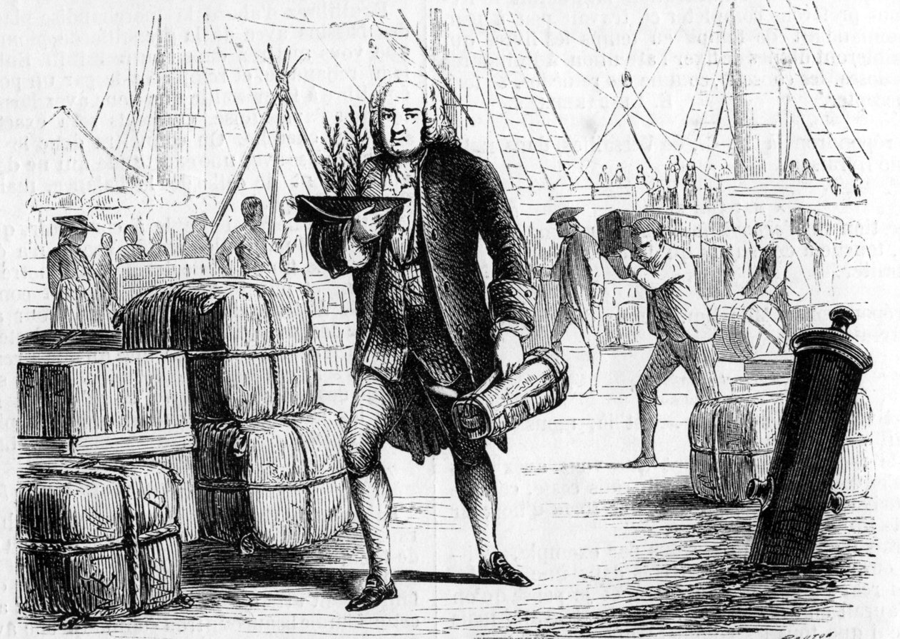 Bernard de JUSSIEU (1699-1777), fransk botaniker og naturforsker, rapporterende cedertræ fra LIBANON. Indgravering 1856 af Unknown artist