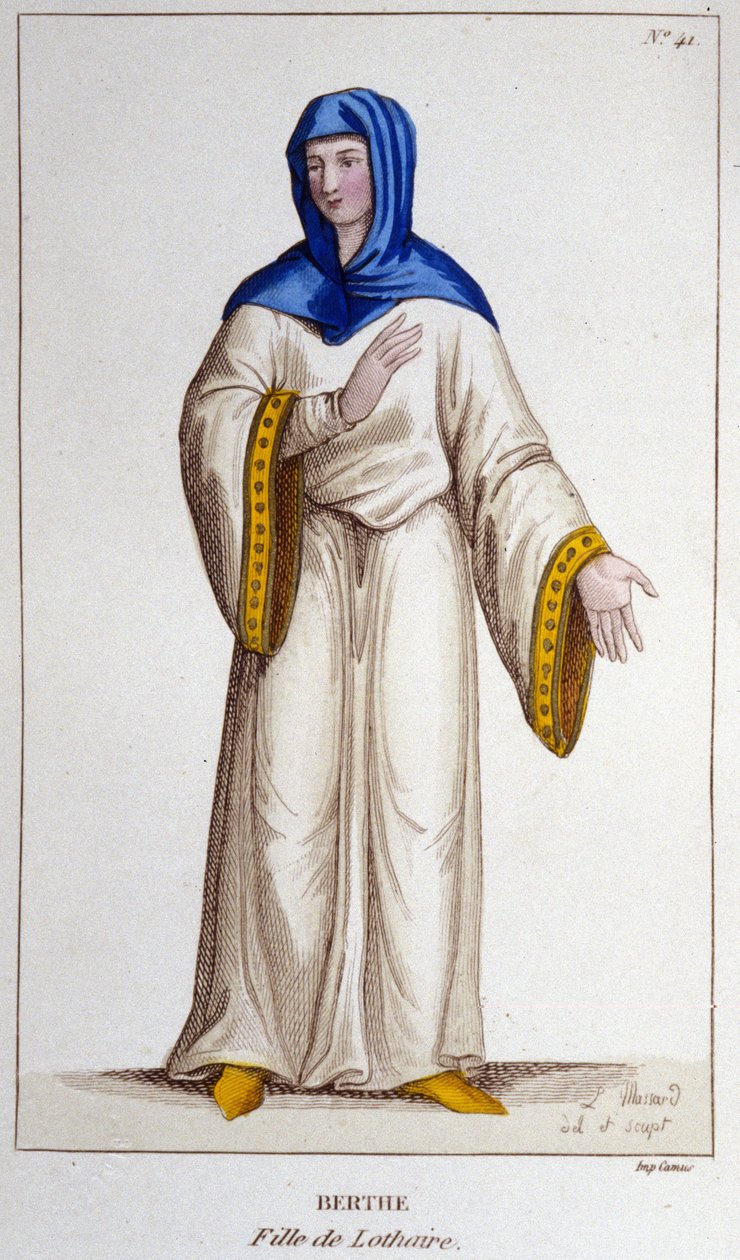 Berthe, datter af Lotharia II, konge af Lotharingia. Gravering fra 1830 af Unknown artist