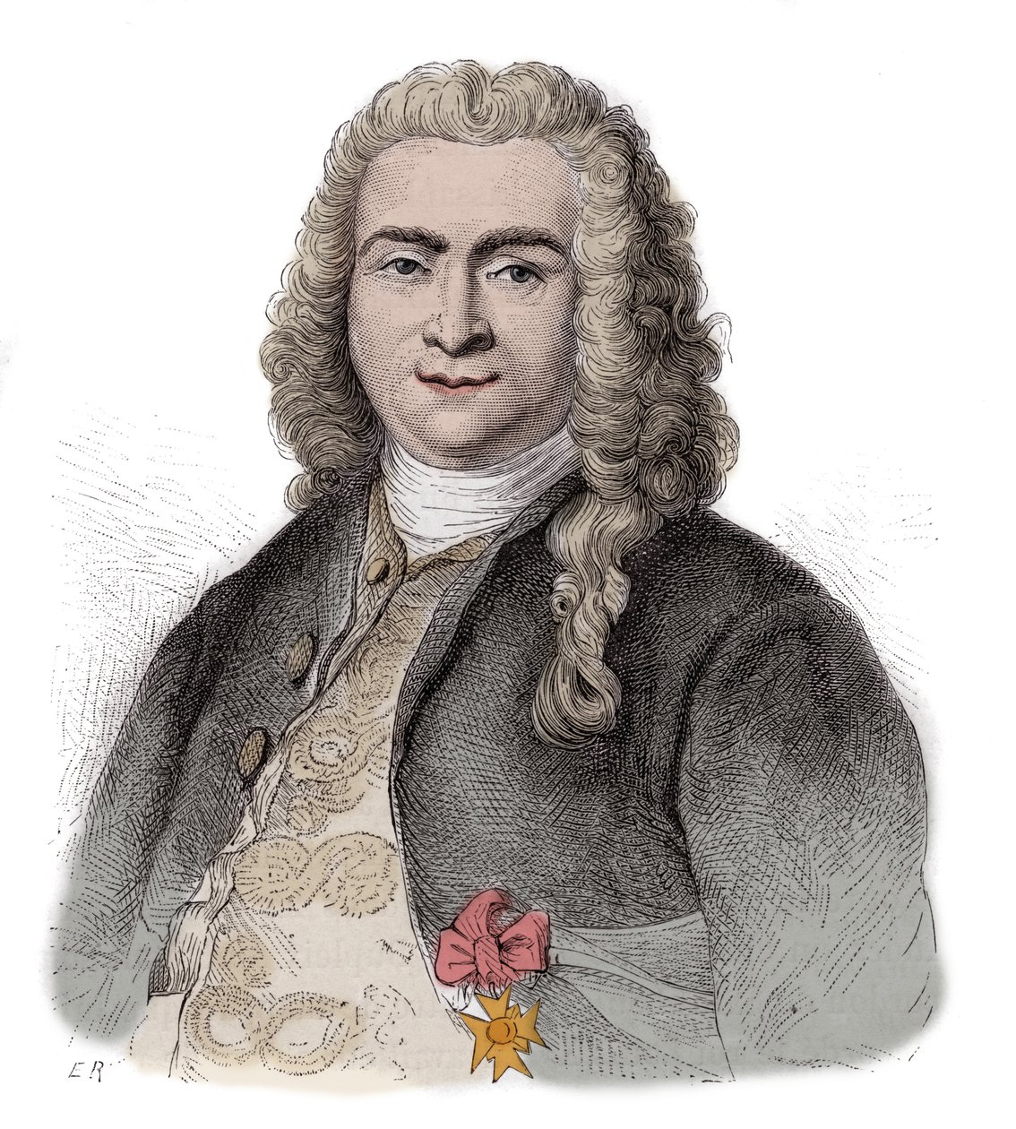 Bertrand Francois Mahe de La Bourdonnais (1699-1753), fransk admiral, administrator i tjeneste hos Compagnie francaise des Indes Orientales og guvernør i Mascareignes - Bertrand-Francois Mahe de la Bourdonnais (1699-1753) - kaptajn på fransk og portu af Unknown artist