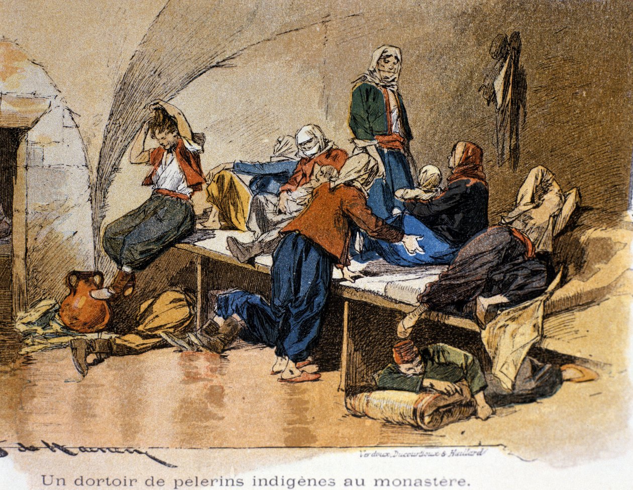 Bethleem. Et pilgrimskollegium ved klostret. 19. århundrede. af Unknown artist