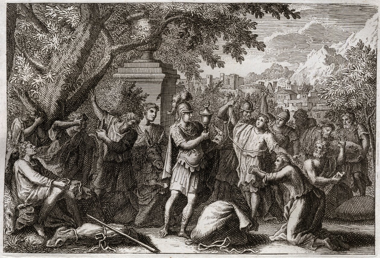 Bible of Royaumont, Gamle Testamente: Brødre til Joseph. Joseph får sine brødre sat i fængsel. Illustration fra 1811. af Unknown artist