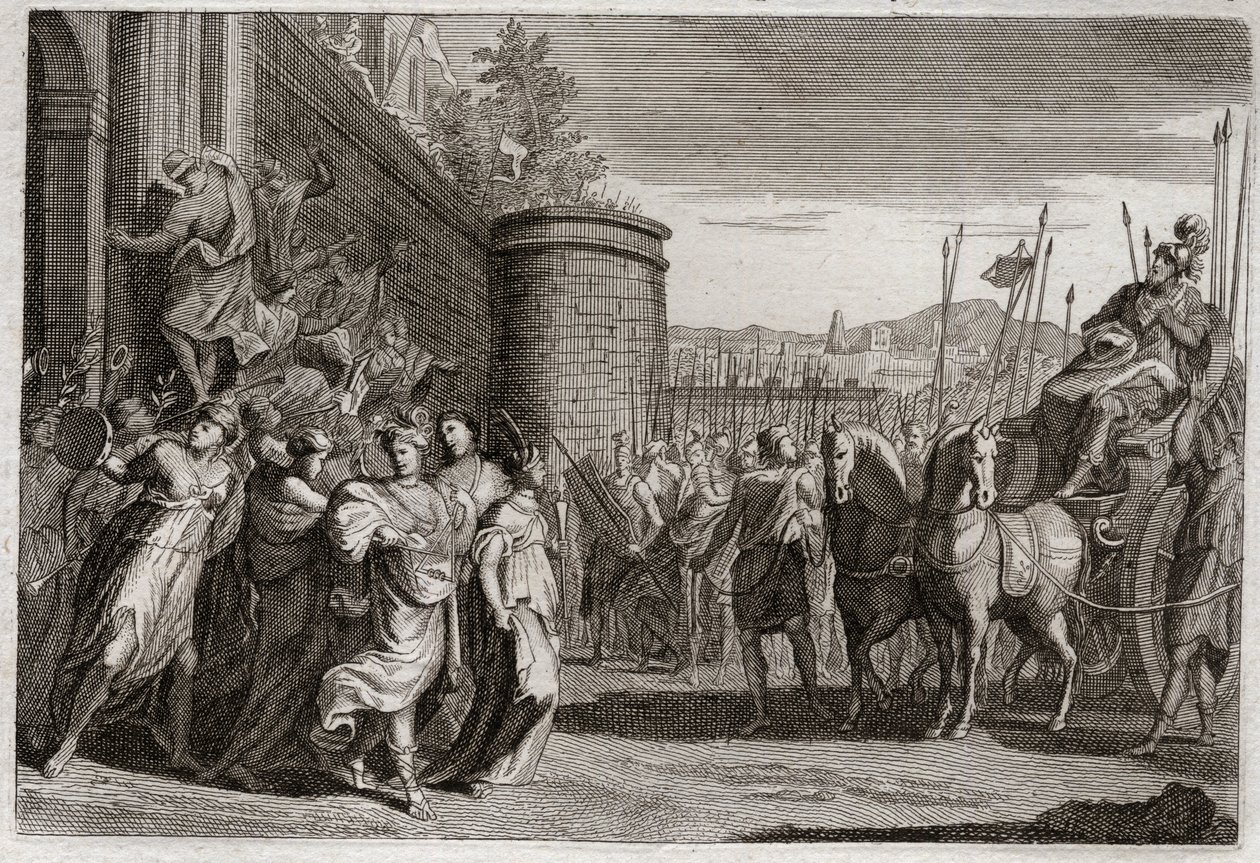 Bible of Royaumont, Gamle Testamente: Jephte ofrer sin datter. Jephte, en af Israels dommere, svor at ofre til Gud den første person, der ville komme til ham efter hans sejr mod ammonitterne. Det var hans datter. Illustration fra 1811. af Unknown artist