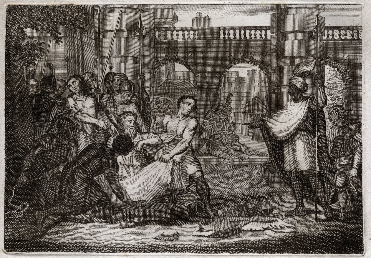 Bible of Royaumont, Gamle Testamente: Jeremias profet. Den hellige profet og hulen. Illustration fra 1811. af Unknown artist