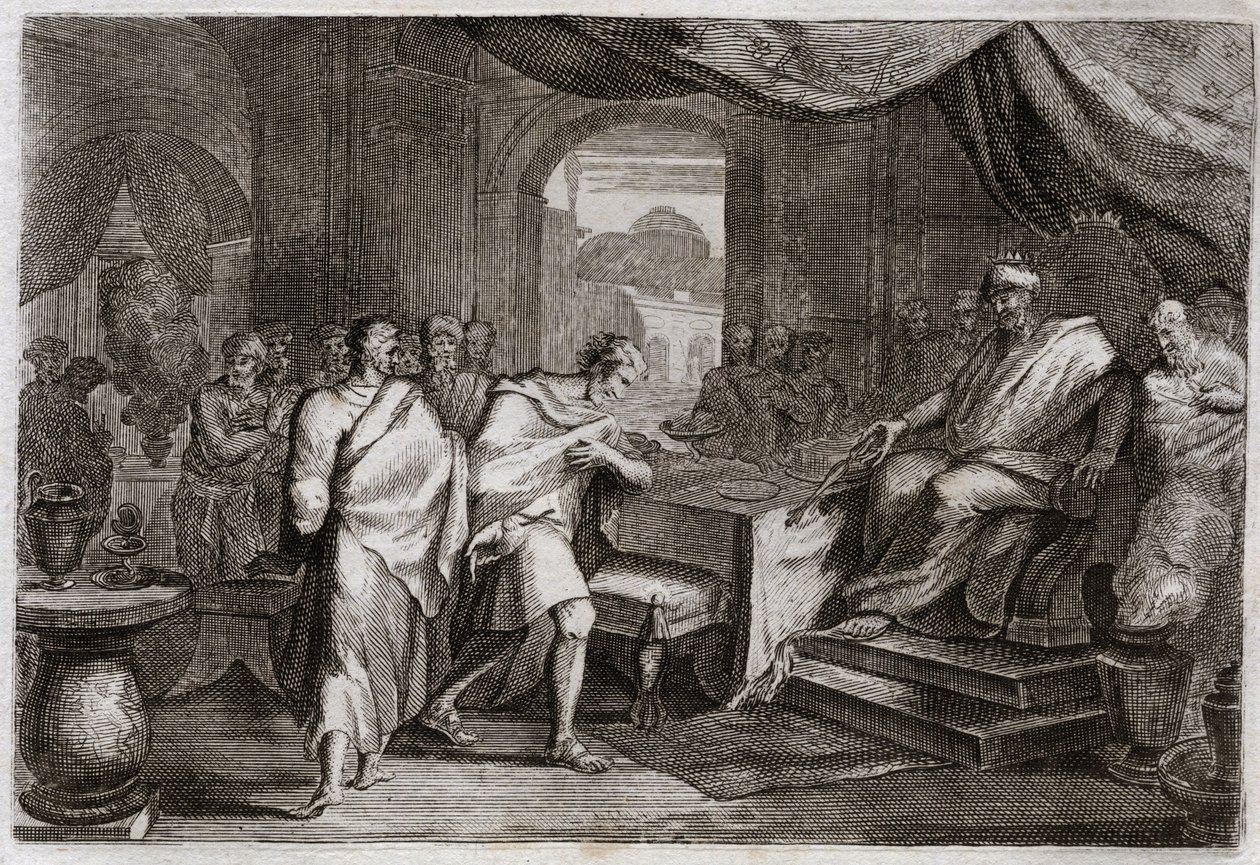 Bible of Royaumont, Gamle Testamente: Joachim skyder jern. Evilmerodach (Evil Merodac, Evil Merodac), konge af Babylon, behandler efter Nebukadnezar II