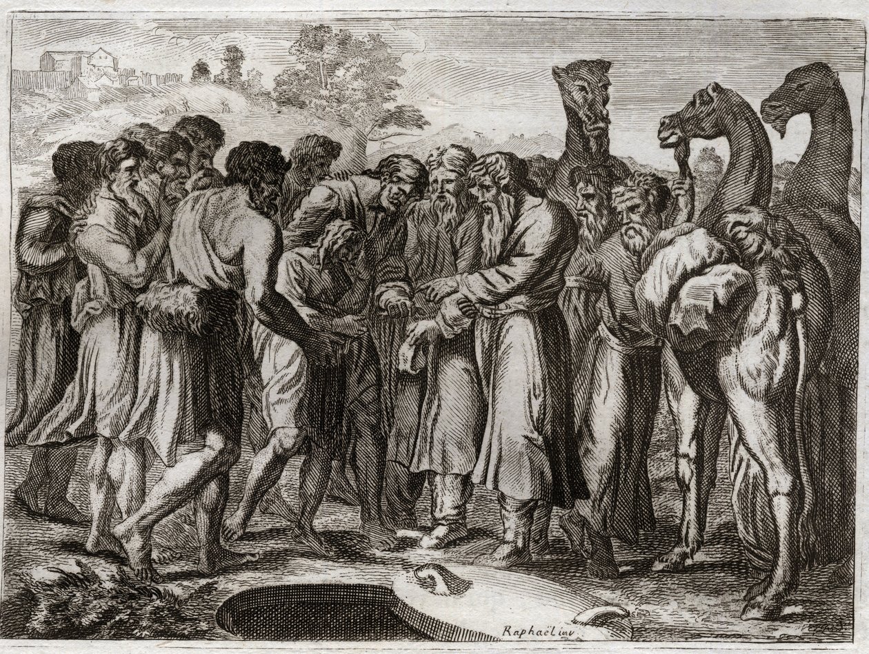Bible of Royaumont, Det Gamle Testamente: Josef solgt af sine brødre. af Unknown artist