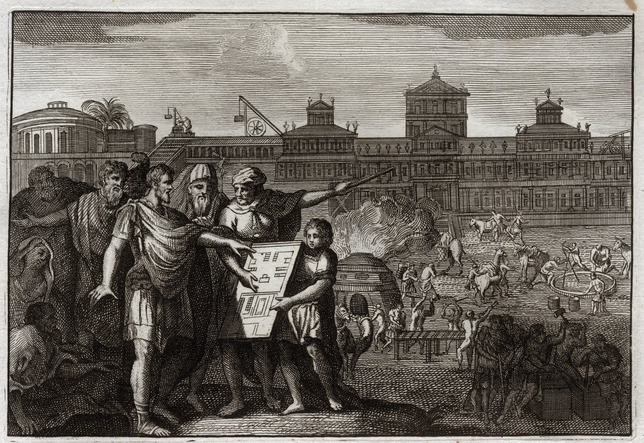 Bible of Royaumont, Gamle Testamente: Kong Cyrus. Kyros II den Store, konge af Persien, og siden fra Babylon, efter at have vidst, at det var blevet forudsagt af profeterne, at det ville være ham, der ville få Jerusalems tempel til at gøre oprør, giver mag af Unknown artist