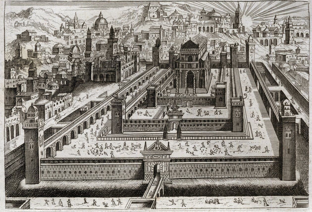 Bible of Royaumont, Gamle Testamente: Salomons tempel. Salomo byggede templet i Jerusalem. Illustration fra 1811. af Unknown artist