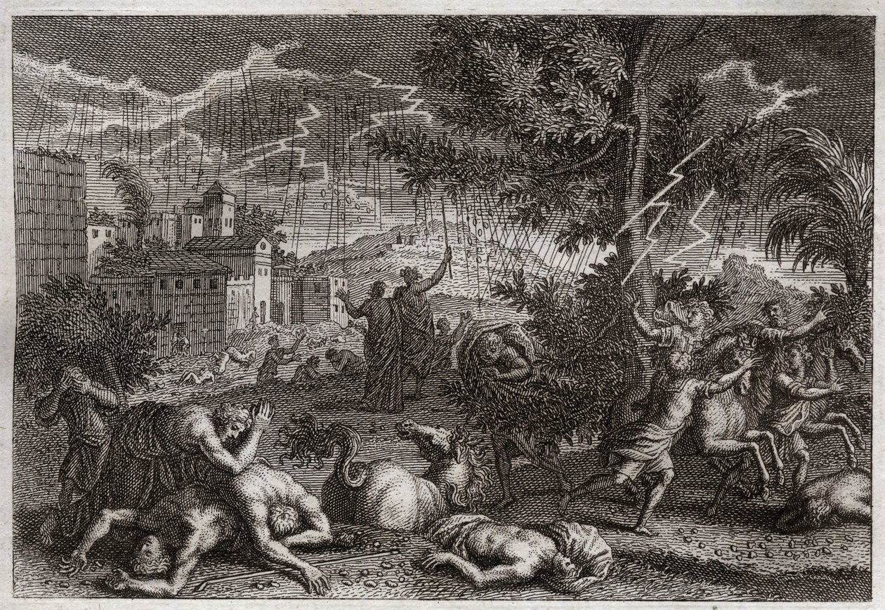 Bible of Royaumont, Gamle Testamente: Egyptens ti sår. Illustration af 1811. af Unknown artist
