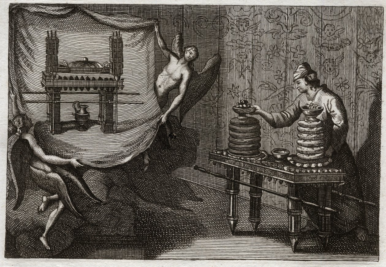Bible of Royaumont, Det Gamle Testamente: Tabellen med forslagsbrød i Tabernaklet. Illustration fra 1811. af Unknown artist