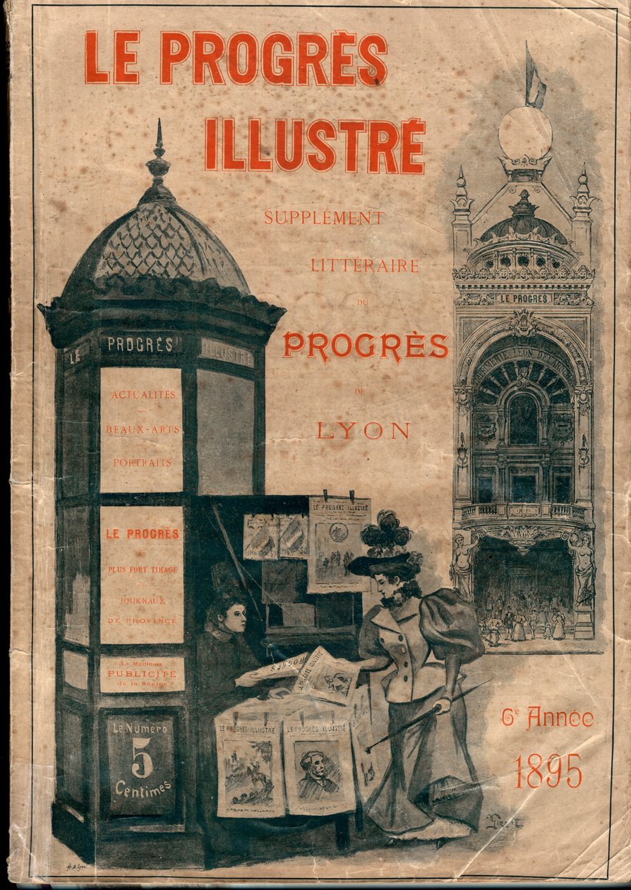 Indbinding af ""Le Progres illustré"" litterært supplement til Lyons fremskridt i 1895 (Morris-søjlen) af Unknown artist
