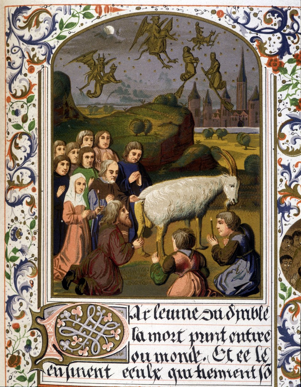 Sort messe omkring en ged mod en sabbatsscene - Faksimile af en belysning af Unknown artist