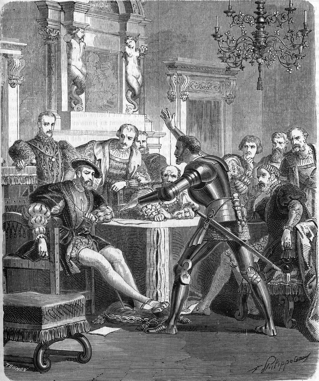 Blaise de Monluc (1502-1577), marskal af Frankrig ved hoffet til Francois 1. Indgravering af det 19. århundrede. af Unknown artist