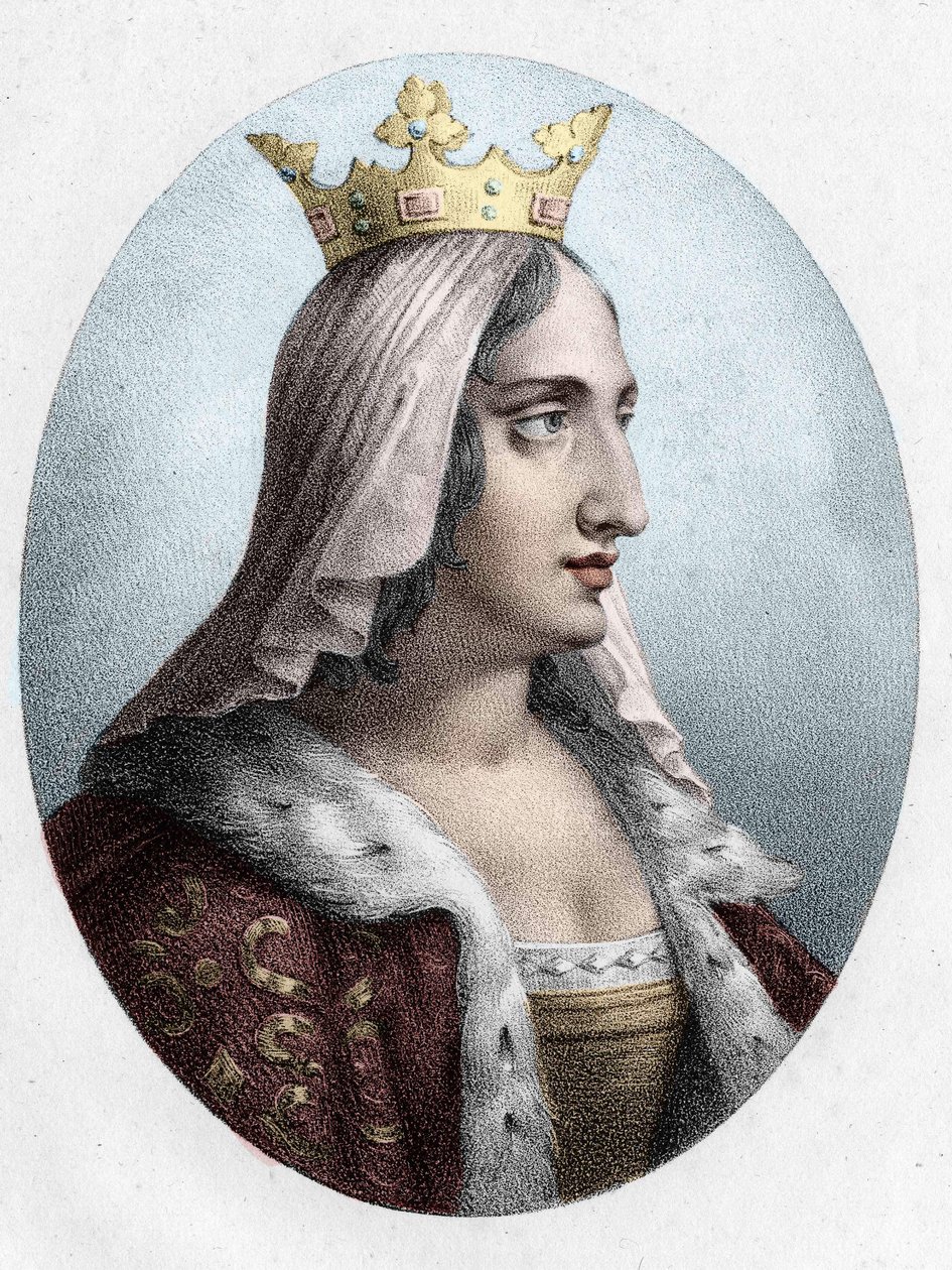 Blanche de Castilla. Dronning af Frankrig (1188 til 1252). kong Ludvig VIII. gravering af det 19. århundrede. af Unknown artist
