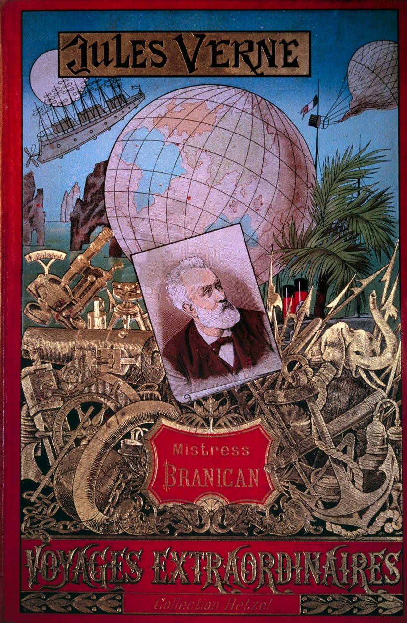 Bogomslag "" Mistress Branican"" af Jules Verne (1828-1905) i samlingen "" Voyages extraordinaire""" 1800-tallets Paris, B.N. af Unknown artist