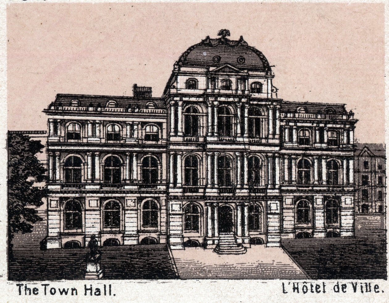 Boston, USA: udsigt over rådhuset. i "" Verden illustrerer 168 visninger"" Udateret (slutningen af det 19. århundrede) af Unknown artist