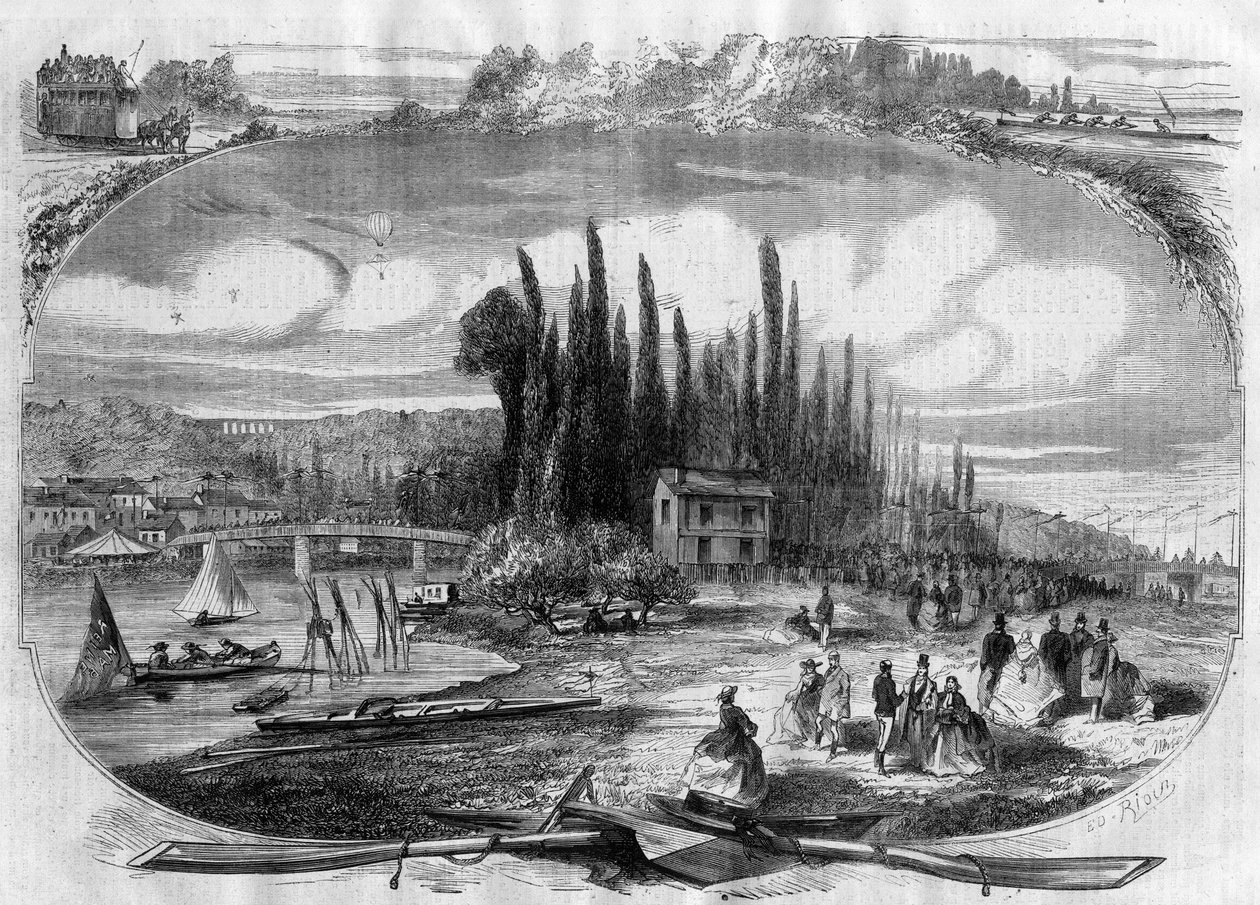 Bougival (Yvelines) Seines bredder i 1868 af Unknown artist