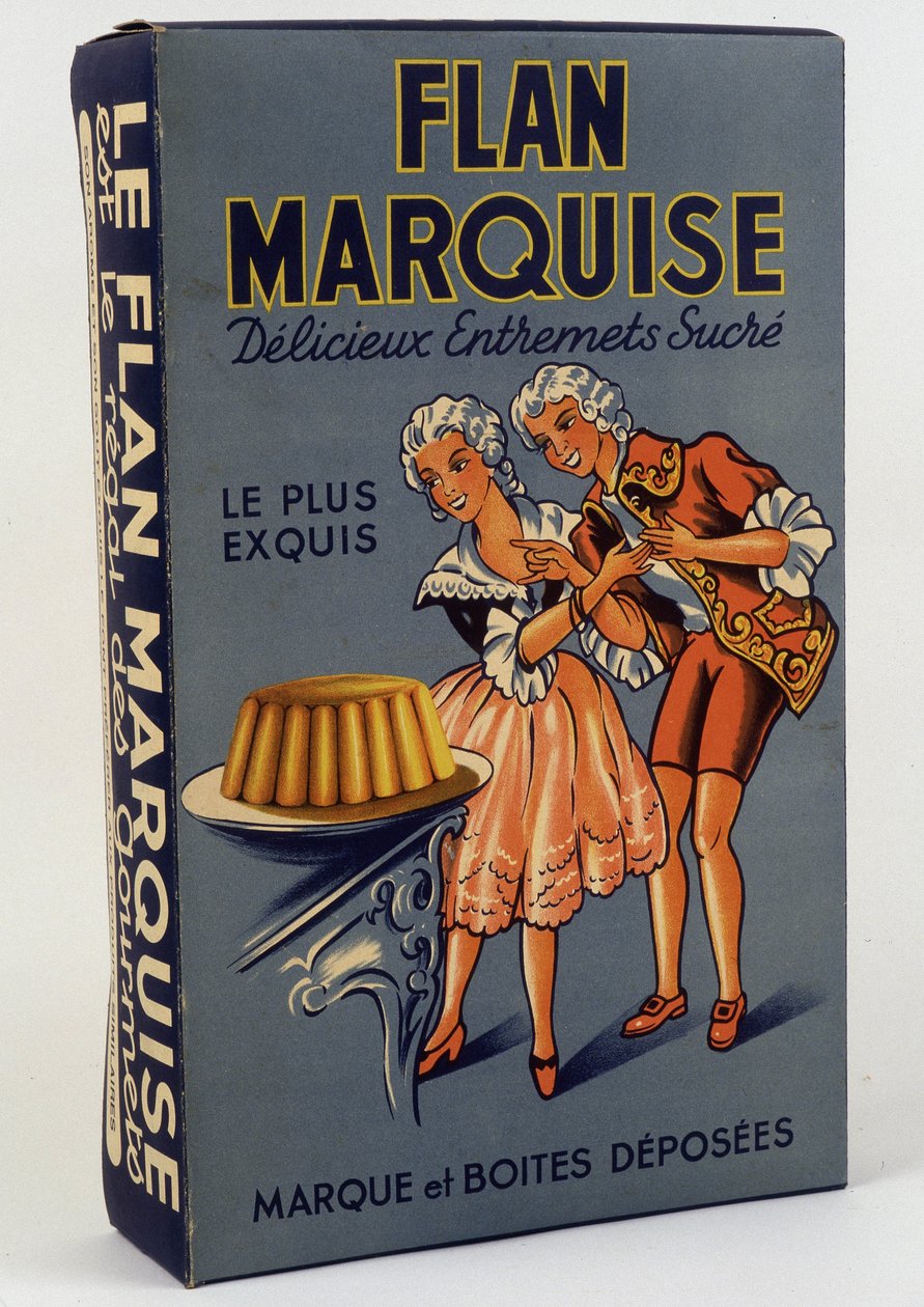 Æske med produkt "" Flan Marquise: Delicious sweet entremets "", n.d. 19. århundrede af Unknown artist