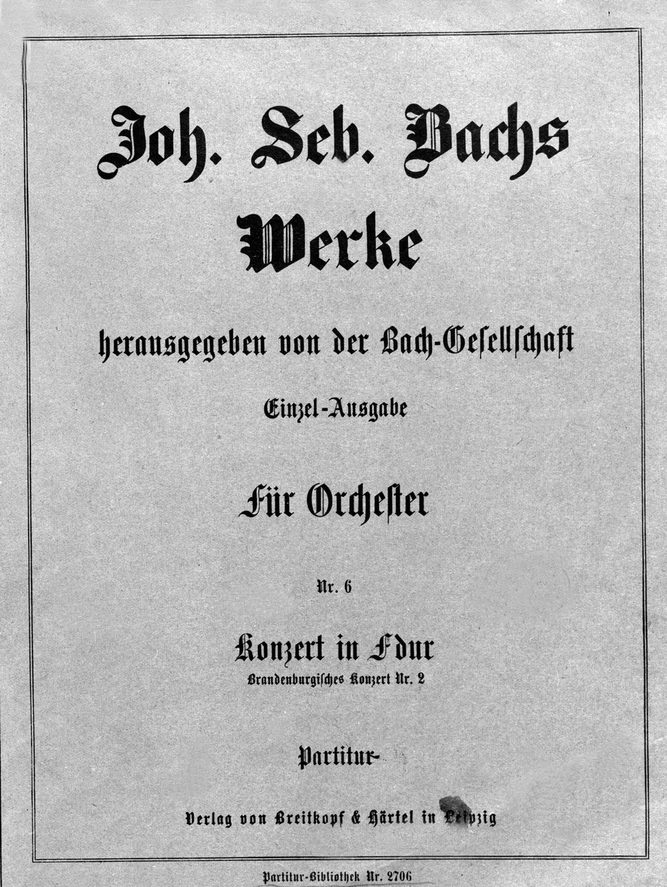 Brandenburg-koncert nr. 2, frontispice af partituret af Johann Sebastian Bach (Johann Sebastian Bach af Unknown artist