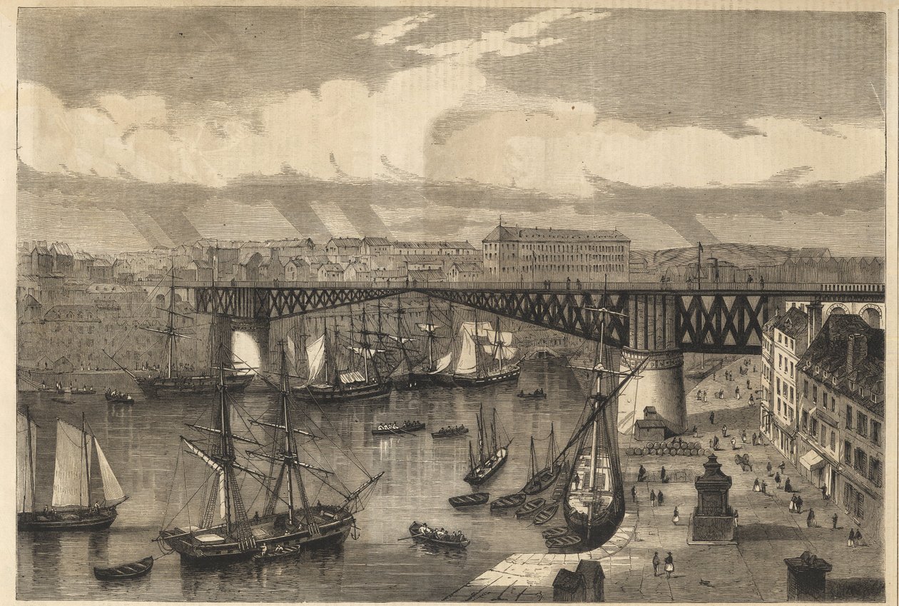 Brest - den store svingbro i 1864 - Nationalbro - svingbro - af Unknown artist