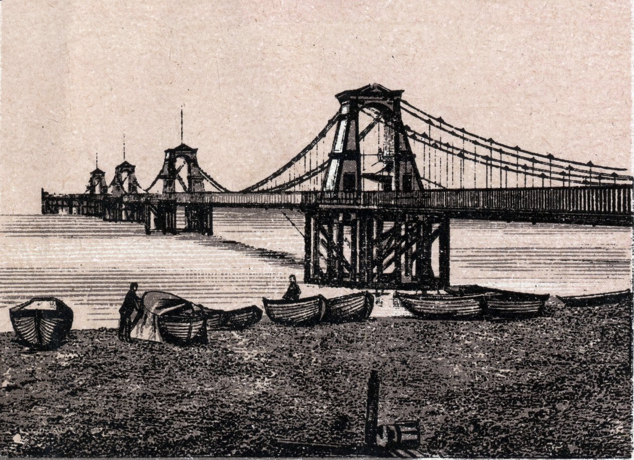 Brighton, England: udsigt over Chain Pier. i "" Verden illustrerer 168 visninger"" Udateret (slutningen af det 19. århundrede) af Unknown artist