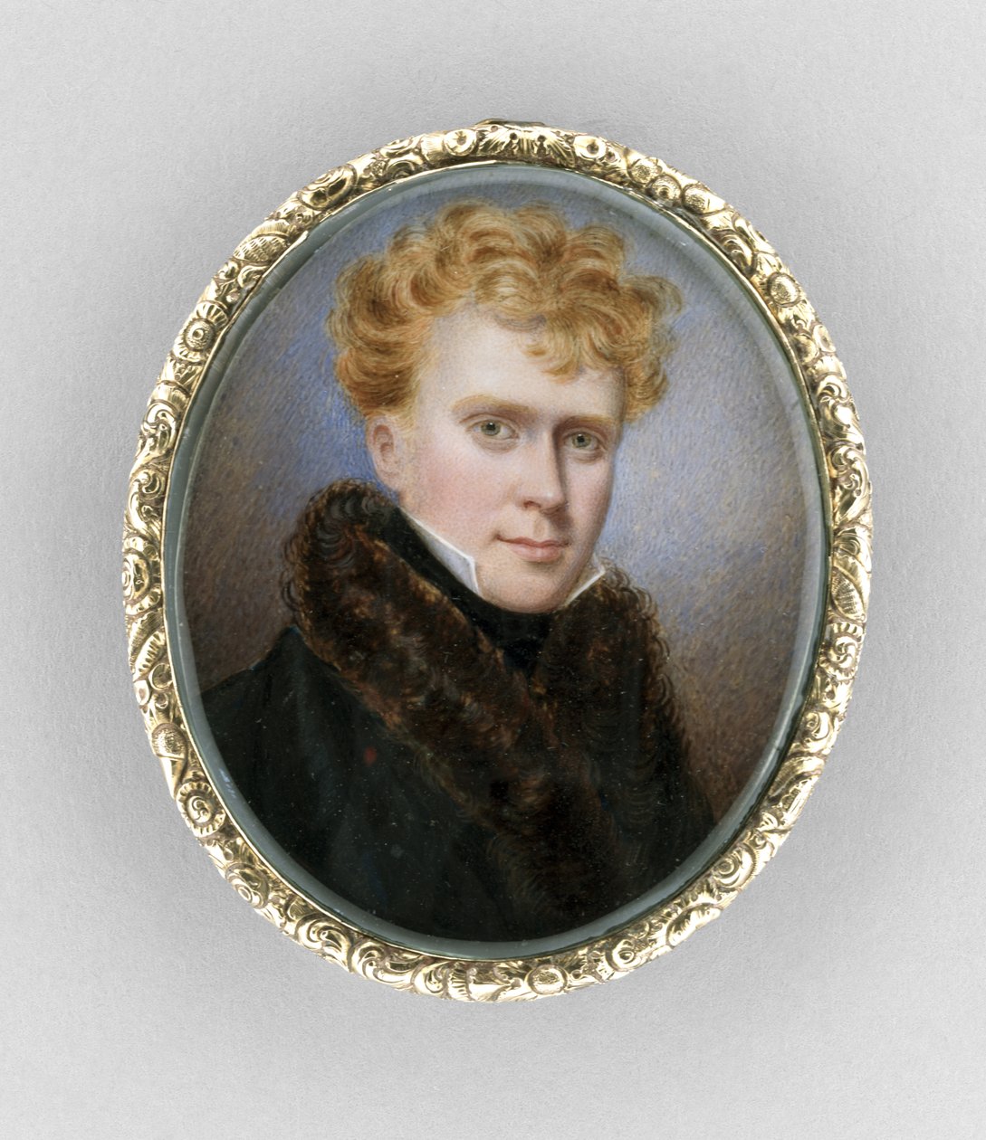 Broche med portræt af en mand, ca. 1840 (akvarel på elfenben af Unknown artist