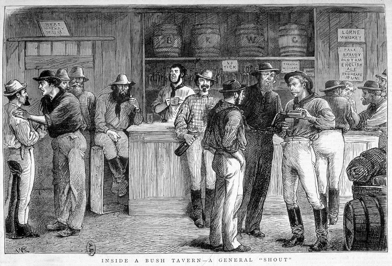 Bush-værtshus i Australien, omkring 1880. af Unknown artist
