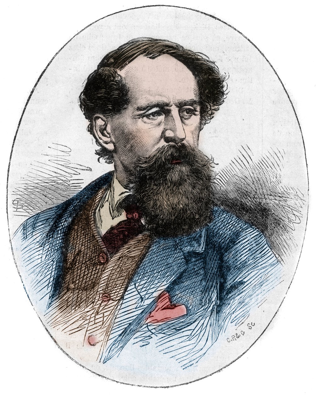 CHARLES DICKENS (1812-1870) - engelsk romanforfatter - Portræt af den britiske forfatter Charles Dickens (1812-1870) af Unknown artist