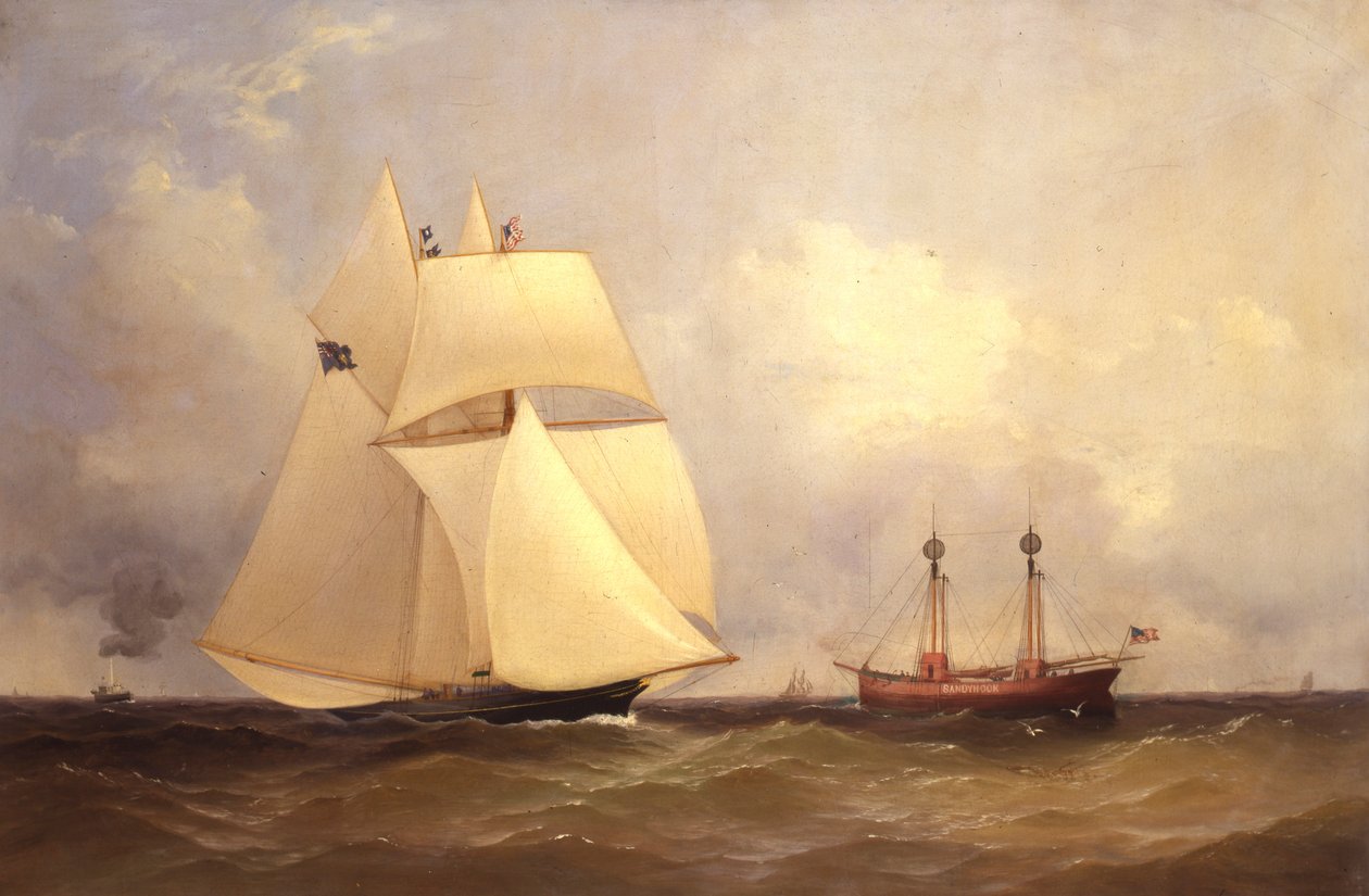 Cambria passerer Sandy Hook efter Transatlantic Race, 1870 af Unknown