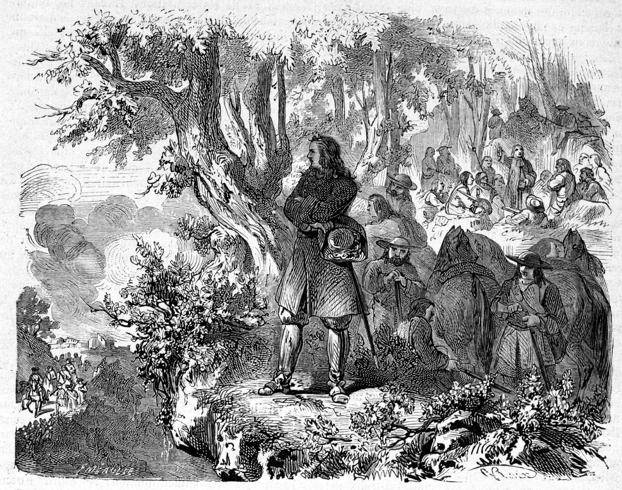 Camisards i Cevennerne. 1800-tals gravering. af Unknown artist
