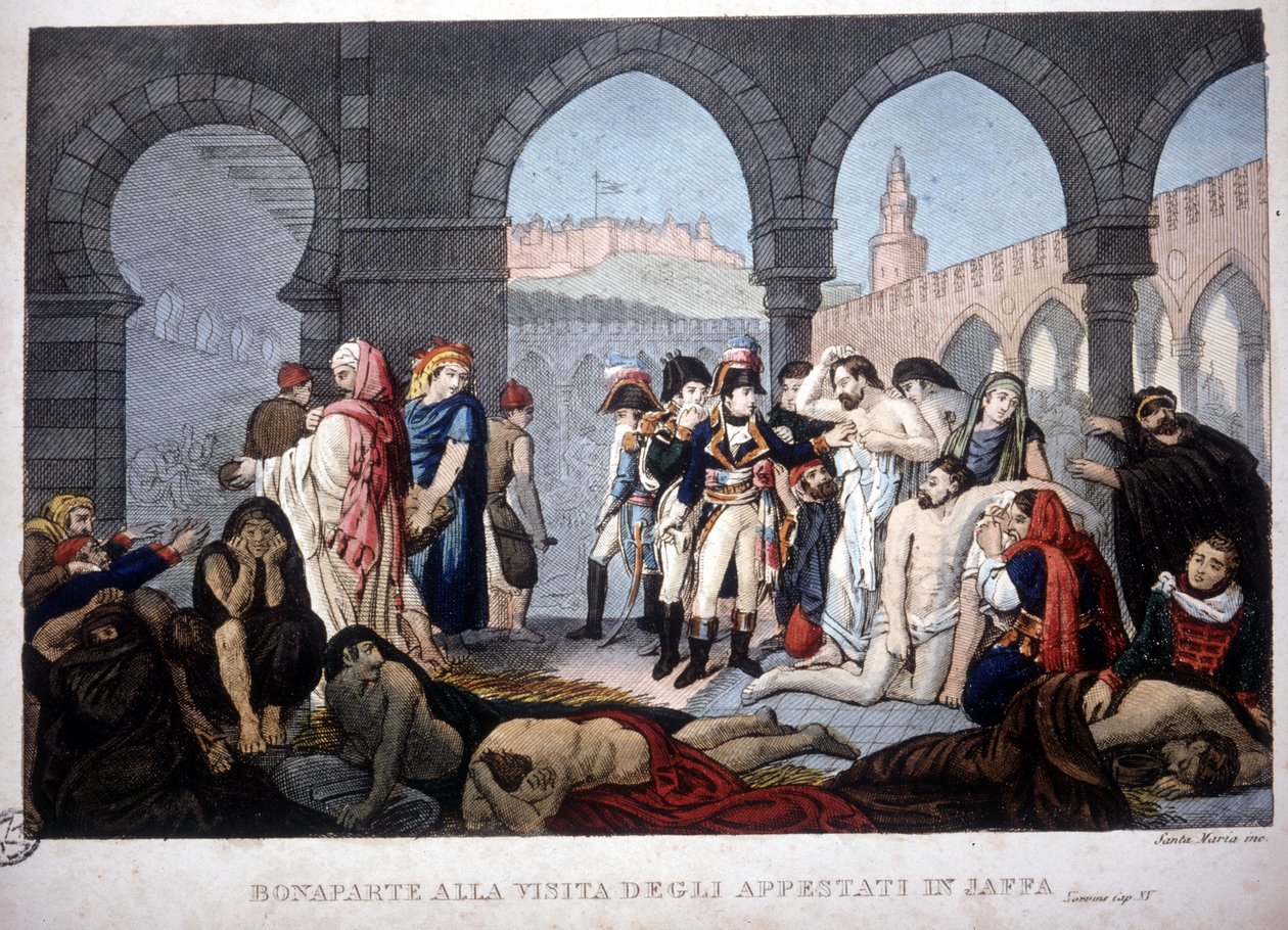 Kampagne (Ekspedition) af Egypten (1798-1801): Napoleon besøger Jaffa pestiferes i Egypten, omkring 1800. af Unknown artist