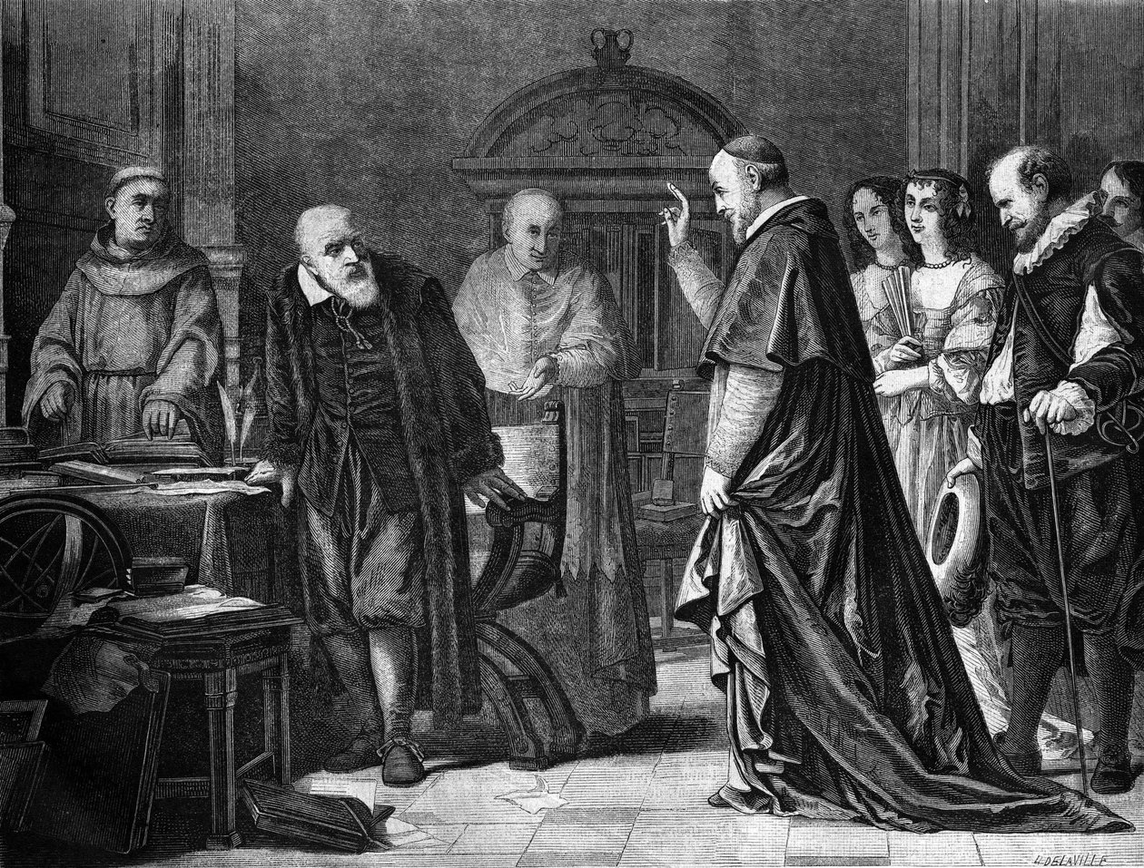 Galileo Galilei dit Galileo (1564 - 1642) i fangenskab ved ærkebiskoppen af Sienas palads. af Unknown artist